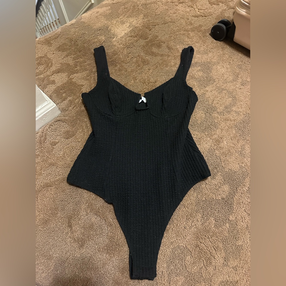 ASTR Black Ribbed Bodysuit